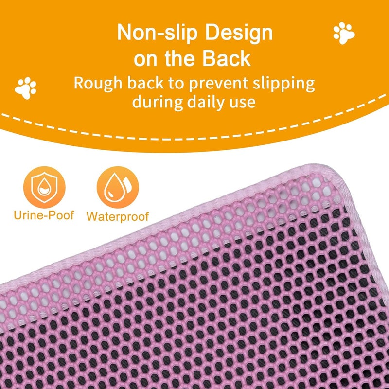 UF-SHARP Cat Litter Mat Litter Trapping Mat,Cat Litter Box Mat 32"x22", 2 Layer Llitterbox Mat,Waterproof Urine Proof, Clean Easily, Collapsable, Medium - Image 4